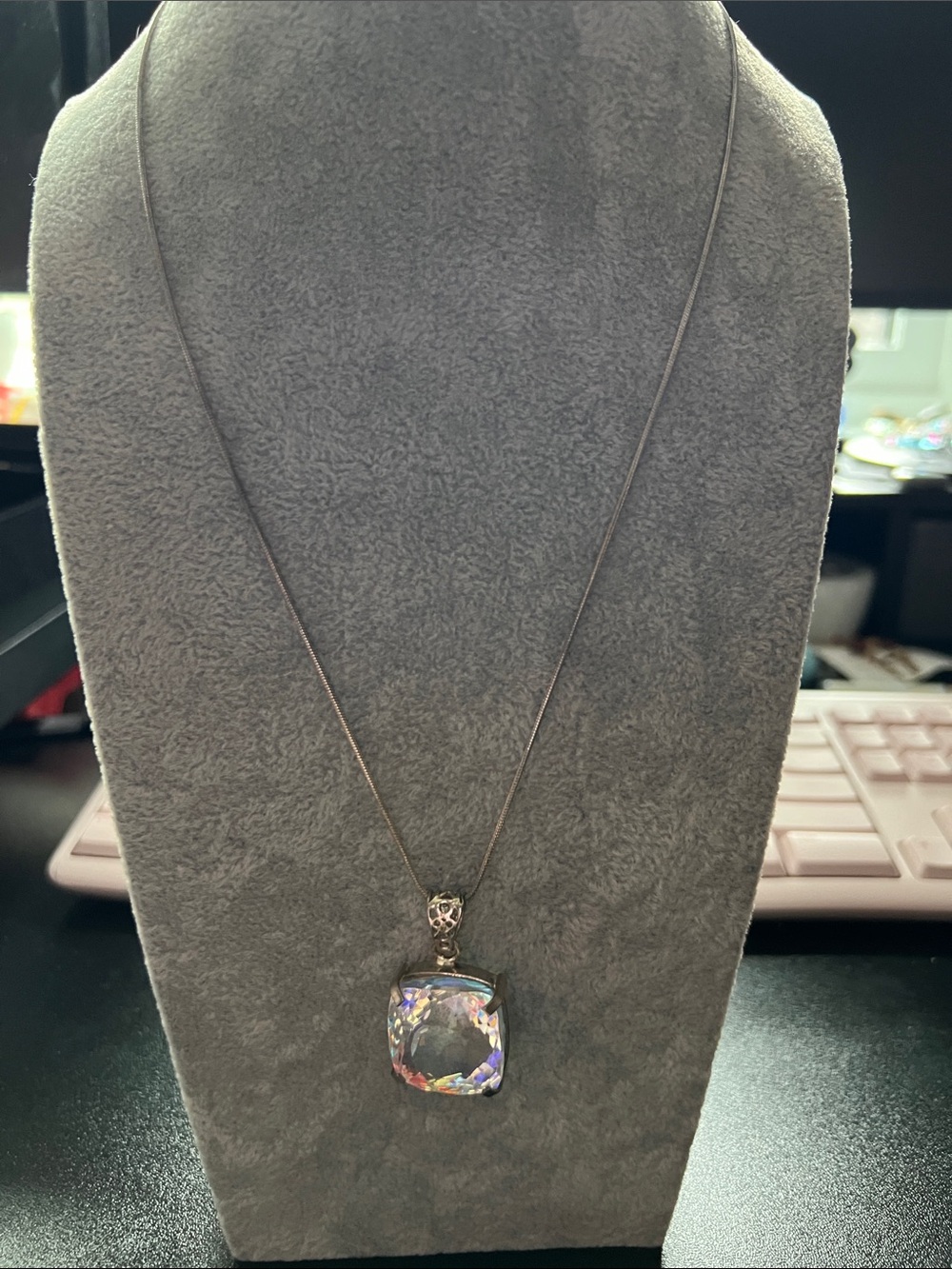Silver Mystic Topaz Pendant Necklace - multi color